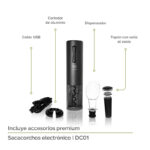 Sacacorchos eléctrico recargable con accesorios DC01 Avera - Imagen 3