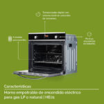 Tricombo Parrilla de gas 5 quemadores acero inoxidable 76 cm + Campana de pared extraible 80 cm + Horno gas LP 58 L AI5CED80HE01LP Avera - Imagen 22