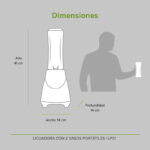 Licuadora con 2 vasos portátiles de 600 ml LP01 Avera - Imagen 4