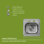 Tarja fregadero de acero inoxidable de empotre – 1 tina PAF01S Avera - Imagen 9