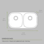 Tarja fregadero de acero inoxidable de submontaje – 2 tinas PAF04U Avera - Imagen 5