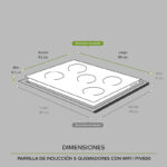 Tricombo Parrilla de inducción 5 quemadores con booster 90 cm + Campana de pared tipo T 90 cm + Horno eléctrico 67 L PIV590CEV90BNHEL127 Avera - Imagen 5