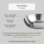 Sartén de acero inoxidable acabado espejo - 30 cm SIN30 Avera - Imagen 5