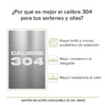 Sartén de acero inoxidable acabado espejo - 30 cm SIN30 Avera - Imagen 8